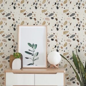 Neutral Blue Terrazzo Wallpaper / Coastal Style Removable