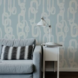 Rain Blue Chain Design Removable Wallpaper, Coastal Collection Self Adhesive