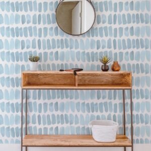 Rain Blue Watercolor Removable Wallpaper, Brush Strokes, Self Adhesive