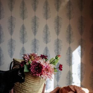 Vintage Blue Palm Leaves Removable Wallpaper Self Adhesive