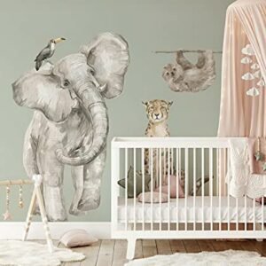 Safari Animals Elephant Wall Decal Set Kids for Children's Bedroom Nursery Novelty