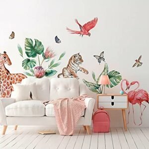 Safari Giraffe Wall Decal Set Kids for Children's Bedroom Nursery Novelty Stickers Calming